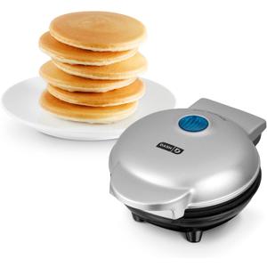 DASH Mini Maker Electric Round Griddle for Individual Pancakes, Cookies, Eggs & other on the go Breakfast, Lunch & Snacks with Indicator Light + Included Recipe Book - Silver