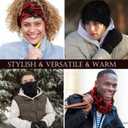 4 x Cozypower 2 Pcs Unisex Distressed Dreadlock Beanie Hat Rasta Cap Winter Open Turban Dread Hair Wraps for Men Women (Black Red and Black)
