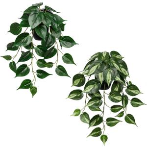 DILATATA 2 Pack Artifitial Hanging Plants 18" Fake Devil's Ivy Golden Pothos Plants, Hanging Potted Plants for Home Office Bedroom Indoor Outdoor Decor