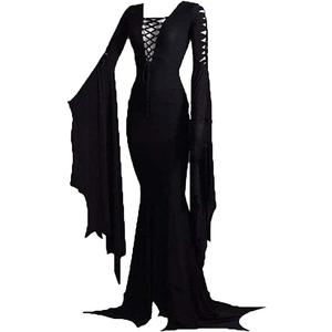 Women's Morticia Floor Dress Costume Adult Women Gothic Witch Vintage Dress (X-Large, Black)