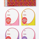 16 Pcs Valentines Pencils Balloon Shaped Valentines Day Gift Cards Balloon Wood Pencils with Eraser Top for Carnival Prize Classroom Exchange Party Favor