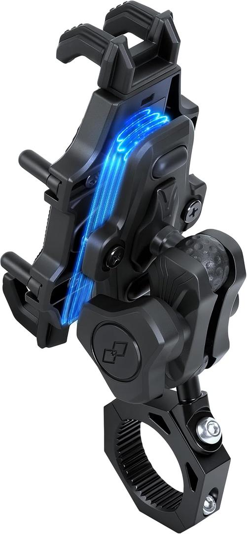 Anti-Theft UTV Phone Mount with Vibration Dampener, Adjustable SXS Phone Holder with Aluminum Bracket Fit for 1.75"-2" Roll Cage, Heavy Duty RZR Cell Phone Holder to 5.4"-7.2" Phones