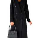IDEALSANXUN Black Peacoat Womens Winter Coats for Women Long Pea Coat Trench Ladies Double Breasted Fall Warm Fashion Outfits, Black, XL