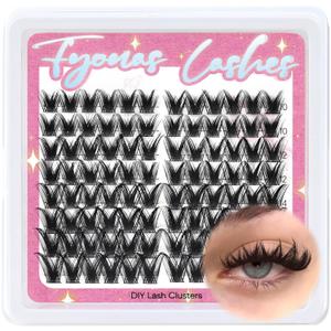 Lash Clusters Wispy Cluster Eyelash Extensions 10-16mm Natural Eyelash Clusters 96Pcs C Curl Cluster Lashes Soft Individual Lashes with Thin Band DIY at Home (Chic Lady)