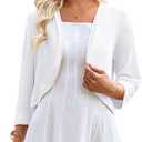 Yekaty Womens 3/4 Sleeve Bolero Shrug Open Front Cropped Summer Lightweight Cardigan, L