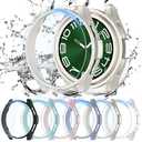 QCKANLJ [6+6Pack] for Samsung Galaxy Watch 6 Classic Screen Protector Case 47mm, Anti-Fog Tempered Glass and Waterproof Hard PC Protective Bumper Cover Compatible with Galaxy Watch6 Classic