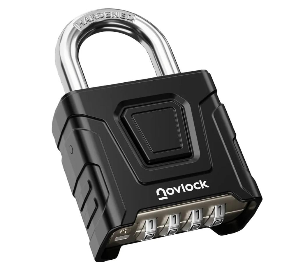 Outdoor Combination Lock, Weatherproof, Large Heavy Duty Padlock
Cut Resistant 0.31” Hardened Steel Shackle, One-Push Unlocking, Secure Combo Lock for Gates, Sheds, Fences, 1-Pack, Black