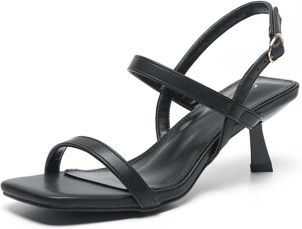 Amoji Women's 2.5 Inch Low Kitten Heels Ankle Strap Party Wedding Dress Shoes FZ326, Size 37