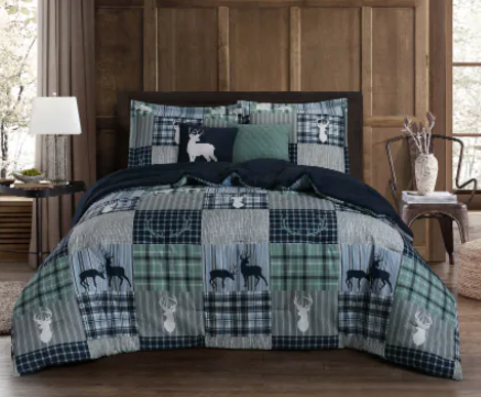 COLEMAN Lodge Patchwork Queen Size 5 Piece Comforter Set