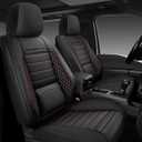 Tacoma Seat Covers 2016-2023 Full Set, Leather Truck Interior Sets with Lumbar Support Custom Fit for Toyota Tacoma 3rd Gen Double/Crew Cab SR SR5 TRD Sport TRD Off-Road TRD Pro(Black Red)