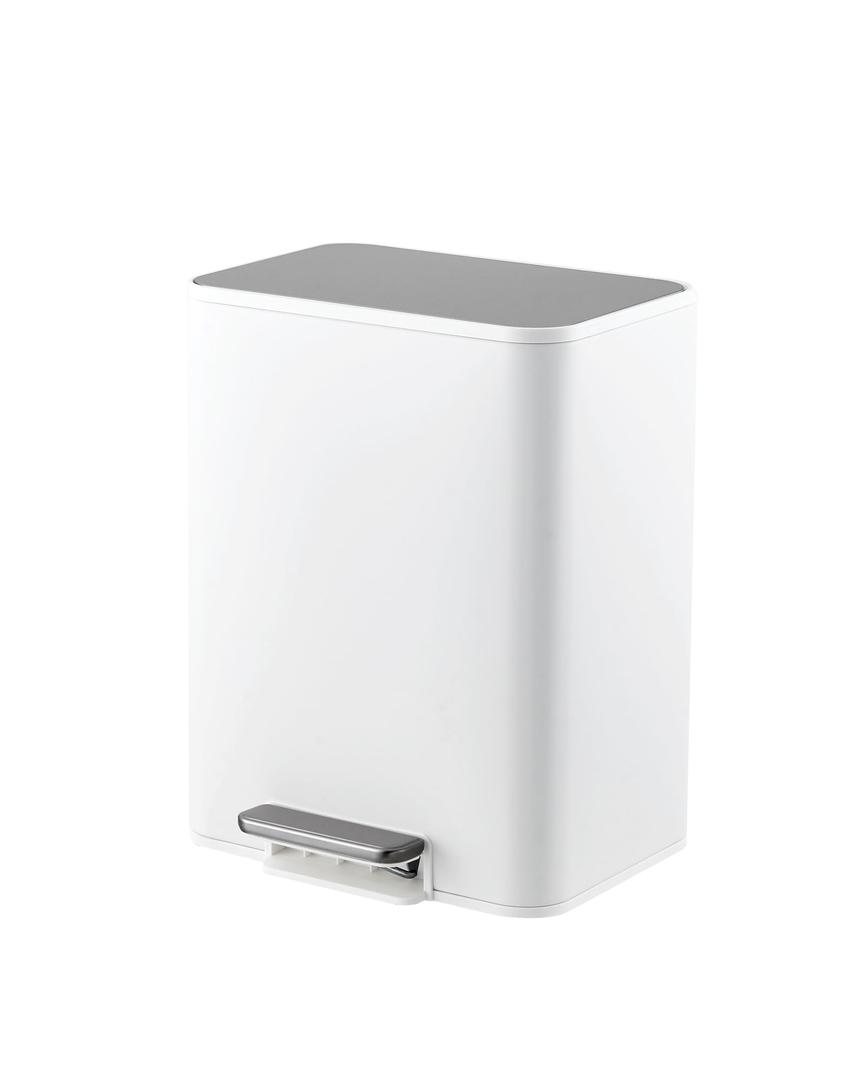 MilleLoom 3.4 Gallon/13 Liter Trash Can, Stainless Steel Step Garbage Can with Quiet Soft-Close Lid, Foot Pedal & Removable Inner Bucket, Rectangular Trash Bin for Bathroom Home Office, White