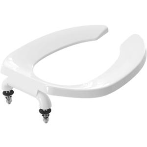 Commercial Heavy Duty Open Front Toilet Seat Without Cover, Thickened Material, Never Loosen, ELONGATED, White (18.5”), 1-Pack