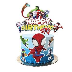 9 Pcs Spidey Friends Party Decoration Cake Topper, Perfect Party Supplies for Your Spidey Friends Birthday Party - Fun Kid's Party Cupcake Decoration! ﻿