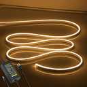 OWOFYDR Neon LED Strip Lights 16.4FT/5M 12V DC Waterproof Flexible LED NEON Light for Indoors Outdoors Decorm (Include Adapter, Warm White)