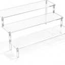 Acrylic Display Risers, Clear Display Risers Stand Small Mini Shelf 3 Tiered Cupcake Stand for Food Desserts Stand Shelves for Party Perfume Organizer Toys Figures Collections Cosmetic Products Tabletop Use