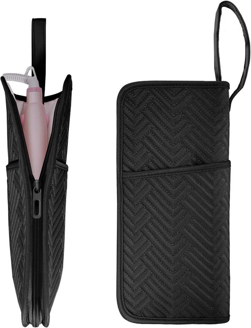 SITHON Hot Tools Holder & Mat, Heat Resistant Hair Tools Travel Bag Portable Hot Tools Organizer Cover Pouch for Curling Flat Irons, Hair Straightener and Styling Tools (Bag Only) (Black)