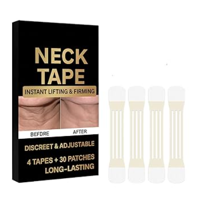 Neck Tape Lifting Invisible - Instant Lift, 4 Tapes and 30 Patches