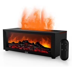 Fireplace Flame Air Diffuser Humidifier,7 Colors Aromatherapy Essential Oil Diffuser,Ultrasonic Aroma Humidifier with Timer for Home,Bedroom,Office,Yoga (BlackB, L)