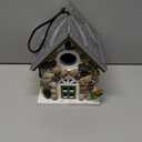 CEDAR ALPHA Masterpiece Bluebird House for Outside,Hanging Bird House for Outdoor, River Pebbles Birdhouse for Outside, Garden Statue Solid Wood Longtime Lasting, Post Pole Mountable Stone Villa,