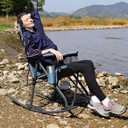 PORTAL Oversized Folding Rocking Camping Chair Portable Outdoor Rocker with High Back Hard Armrests Carry Bag, Supports 400 lbs, Mesh Back