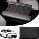 Autorder Center Console Cover for Toyota Sienna 2021-2025 2026 Accessories Memory Foam Armrest Cushion with Anti-Scratch Leather Protector Covers Black