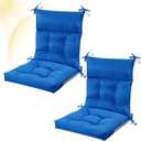 Sintuff 2 Pcs 44 x 21 x 4 Outdoor Chair Cushion Patio Chair Cushions Seat/Back Tufted Pillow with Ties Water Resistant Replacement Indoor Patio Furniture Outdoor Furniture (Solid Color,Blue)
