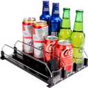 Drink Dispenser for Refrigerator, Self-Pushing Soda Can Organizer for Fridge, 3 Rows has been Assembled, Automatic Can Organizer with Spring Loaded for Refrigerator Holds 12 cans, Black