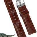 vinacreations 20mm Light Brown Alligator Belly Leather Watch Band Silver Deployment Clasp Men Quick Release Crocodile Exotic Replacement Wristwatch Strap Premium Handmade