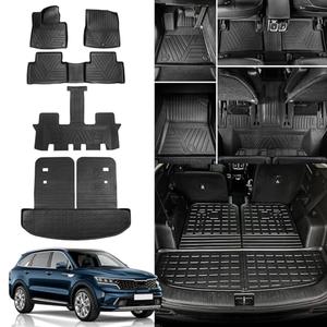 Double Layer Floor Mats Fit for 2021-2025 2026 Kia Sorento 6 Seats (Not Fit Hybrid) - Durable & Comfortable All Weather TPE Protection Floor Liners for Sorento 2026 2025 2024 Accessories