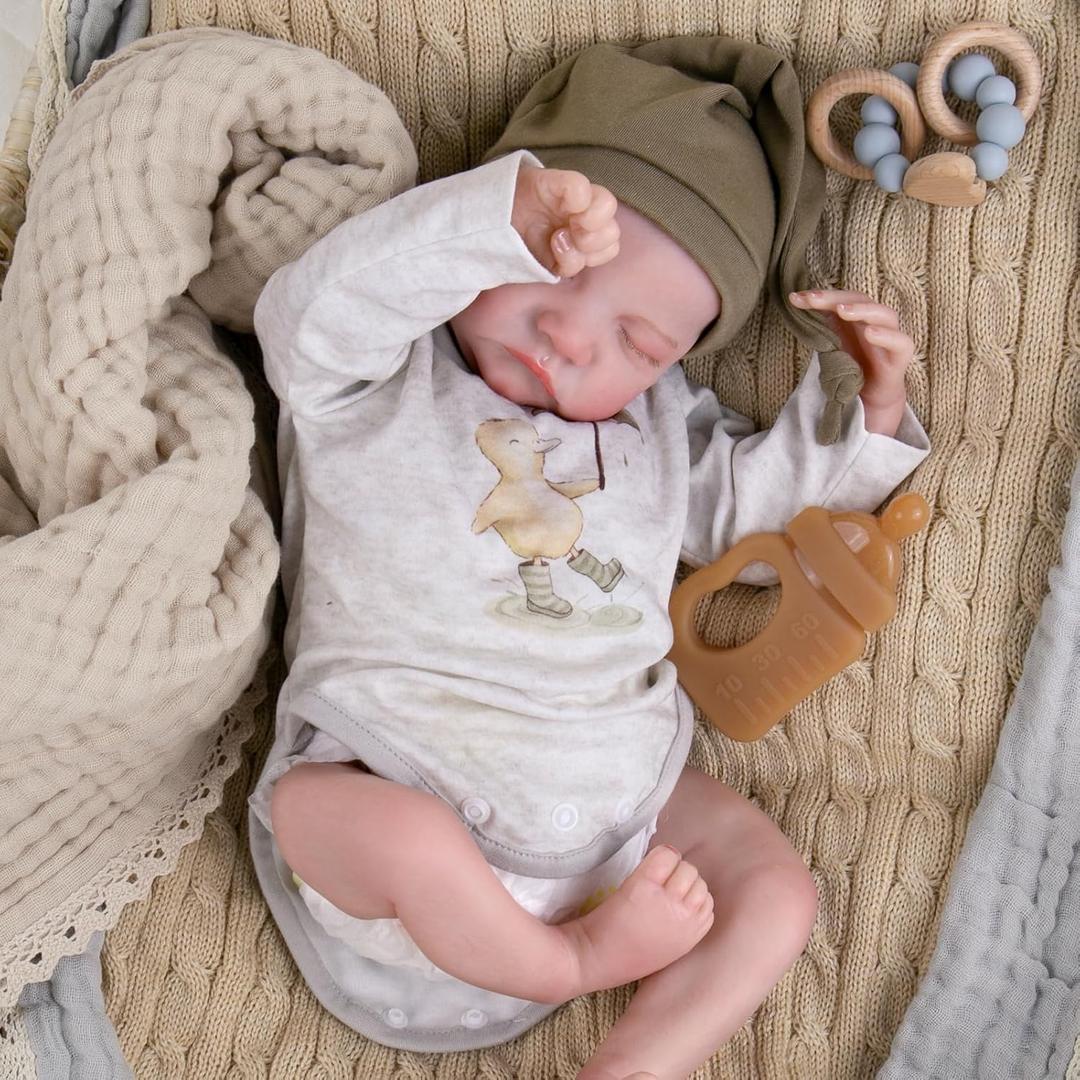 Aori Reborn Baby Dolls Boy Realistic - 18-inch Lifelike Newborn Doll with Soft Body and Feeding Toy Accessories for Kids Age 3+, Parents, Elderly, and Collectors
