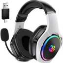 Tatybo 2.4GHz Wireless Gaming Headset for 40Hr+, Bluetooth 5.3 Wireless Headset with 360°Adjustable ENC Mic, Gaming Headphones for Ps5, Ps4, PC, Switch, Phone