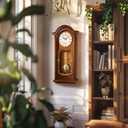 AYRELY 26IN Grandfather Vintage Wall Clock with Pendulum and Chime, Hour/Quarter-Hour Chime, Elmwood Frame, Large Vintage Wall Clock for Living Room,Home Decor Gift