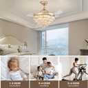 48" Crystal Ceiling Fans with Lights and Remote, Dimmable, 6 Speeds, Luxury Chandelier Fan Rose Gold Crystal Fandelier for Dining Room Living Room Bedroom