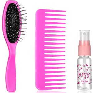 Civaner 3 Pieces Doll Wig Brush Set with Spray Bottle, Comb and Styling Accessories for 18 Inch Dolls(Pink)