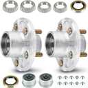 Trailer Wheel Idler Hub Kit, 5-Hole, 5" Bolt Idler Hub for 3500 lb Axles, Suit 1-1/ 16" to 1-3/ 8" Spindle, Trailer Wheel Hub Assembly for Trailer(Set-2 Hot Dip Galvanized, Not Fit Straight Spindle)