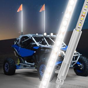 4ft LED White Whip Lights for Truck, 1PCS 12V Buggy LED Whips