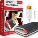 Comfytemp 12V/24V Car Electric Blanket for Back Pain Relief, 4 Heat Setting, 11 Auto-Off, Portable Mini Travel Blanket for Back Pain, Shoulders and Cramps Relief, 12x 24 Washable