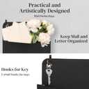 Wall Mount PU Leather Mail Holder Black Faux Leather Letter Holder 2 Ring PU Leather File Organizer Stylish Wall Hanging Mail Storage for Flowers Envelope Key Notebooks Home Office Decor