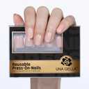 UNA GELLA Short Round Press on Nails - 32Pcs 16 Sizes Oval Nude Pink Fake Nails, Glossy Reusable Glue on Nails for Women, Durable Natural False Nails Kit for Small or Wide Nail Beds