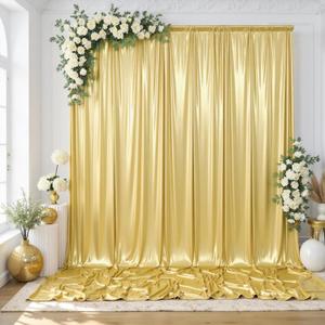 gogoparti 10x10FT Gold Sequin Backdrop Curtain - 2 Panels of 5x10FT Wrinkle-Free Glitter Drapes for Photography, Birthdays, Weddings & Graduations gogoparti 10x10FT Gold Sequin Backdrop Curtain - 2 Panels of 5x10FT Wrinkle-Free Glitter Drapes for Photography, Birthdays, Weddings & Graduations