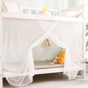 Eimilaly 8 Corner Bed Canopy Curtains for Girls Boys Decor, Loft Bed, Dormitory, 1-1.8M or Outdoor Camping, Single Door White