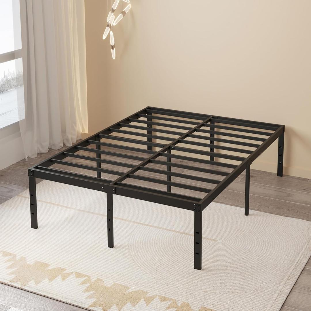 Maenizi 20 Inch Queen Bed Frame No Box Spring Needed, Heavy Duty Metal Queen Platform Bed Frame Support Up to 3000 lbs, Easy Assembly, Noise Free, Black