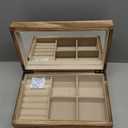Meangood Jewelry Box Organizer for Women, 2 Layer Large Jewelry Storage Case, Rustic Wooden Jewelry Box with Mirror & Ring Tray for Necklace Earring Bracelets Rings, Vintage Style (Torched Wood)