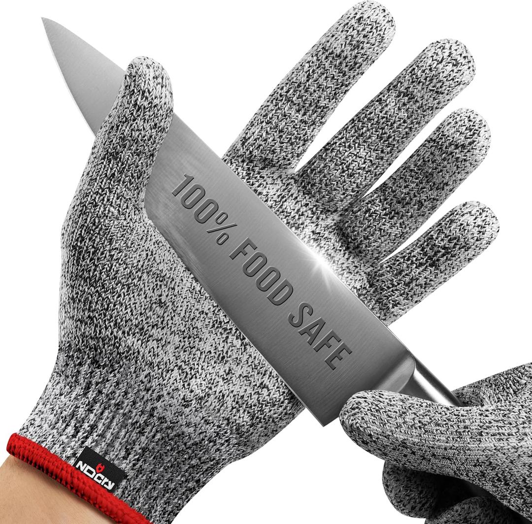 NoCry Premium Cut Resistant Gloves Food Grade  100% Food Safe  Level 5 Meat Cutting Glove for Chefs & Butchers  Perfect Mandoline Glove or Oyster Shucking Gloves with Superior Comfort & Dexterity (Large)