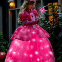 Light Up Girl Princess Dress Girls Costume Toddler Dress Up & Role Play Halloween Cosplay Birthday Party Gift 6-7