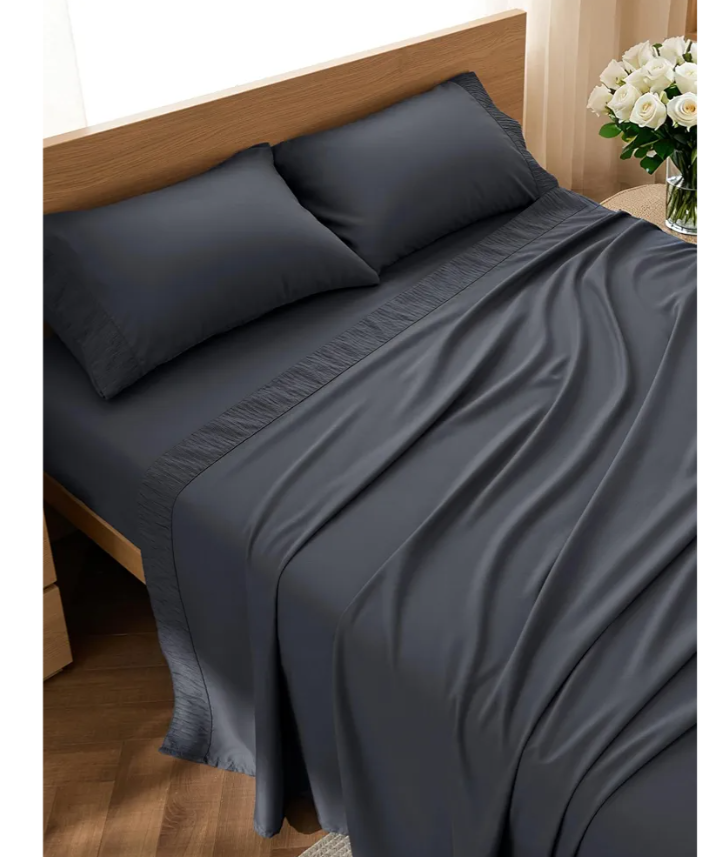 Bedsure Twin Sheets Set - 3 Pieces Soft Twin Bed Sheets - Breathable & Cooling - Hotel Luxury - Easy Care Polyester Microfiber Bedding for Women, Men, Dark Grey