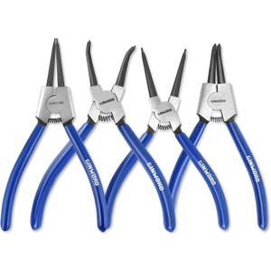 7-inch 4 Pcs Snap Ring Pliers Set, Circlip Pliers Kit, Straight/Bent Jaw, Internal/External Heavy Duty C Clip Pliers for Ring Remover Retaining,Blue