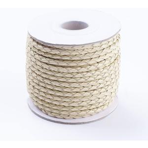 10.93 Yards 3mm Round Braided Cowhide Cords Light Yellow Genuine Braided Leather Cords for Bracelet Necklace Jewelry Making