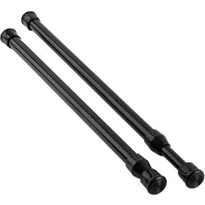 KXLIFE 2 Pack Small Spring Tension Curtain Rod 12 to 20 Inch, Thin Tension Rod No Drill for Window Cupboard Closet, Black