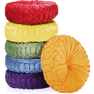 Yerliker 6 Pcs Floor Pillow Cushions 15inch Round Velvet Throw Pillows Colorful Flexible Cushions Alternative Pillows for Couch Chair Home Office Classroom Decor(Bright Color)